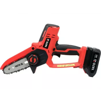 Akku-Kettensäge YATO YT-828135 — 18V Li-Ion 2Ah, 10 cm Schiene, 3200 U/min, 4,8 m/s Kettengeschwindigkeit, 26 Glieder
