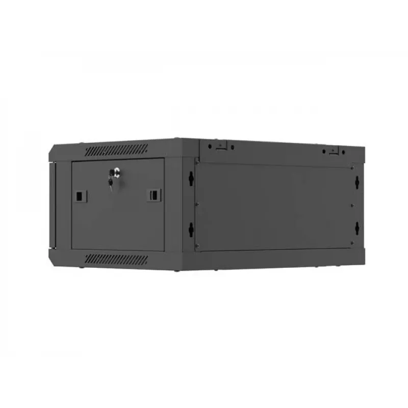 Wandmontage 19-Zoll-Rackschrank LANBERG 4U 600x450 mm schwarz mit Metalltür