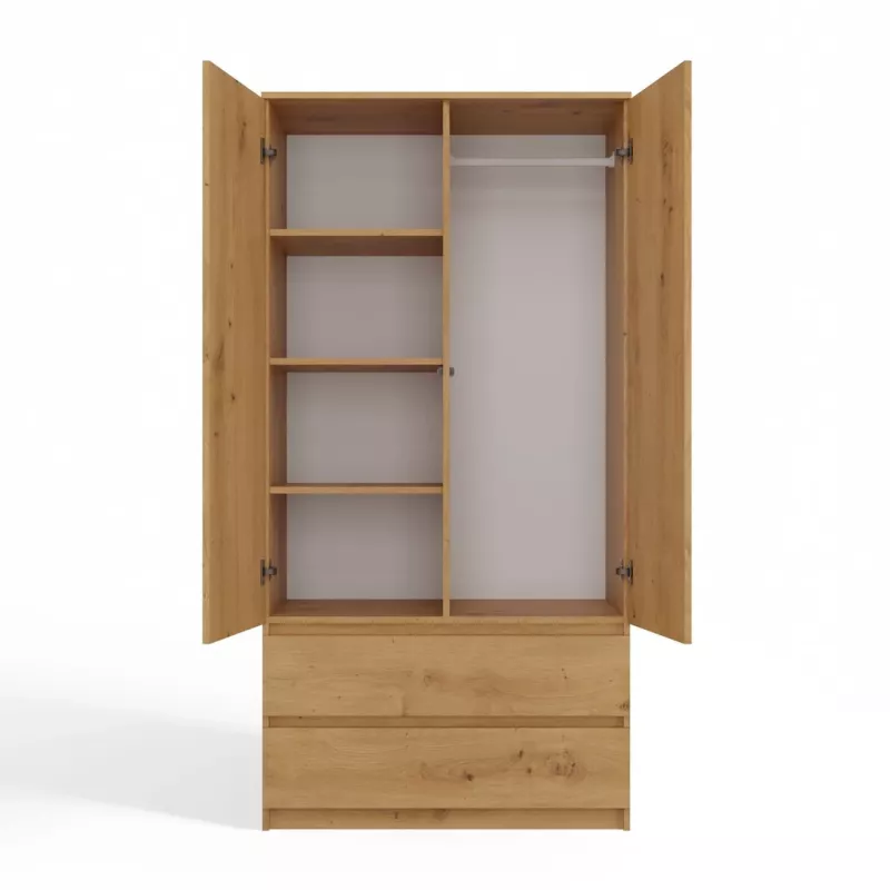 Topeshop SZAFA MALWA ART bedroom wardrobe/closet 5 shelves 2 Tür(s) Eiche