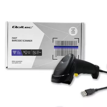 Qoltec 1D Laser Barcode Reader | USB | Schwarz