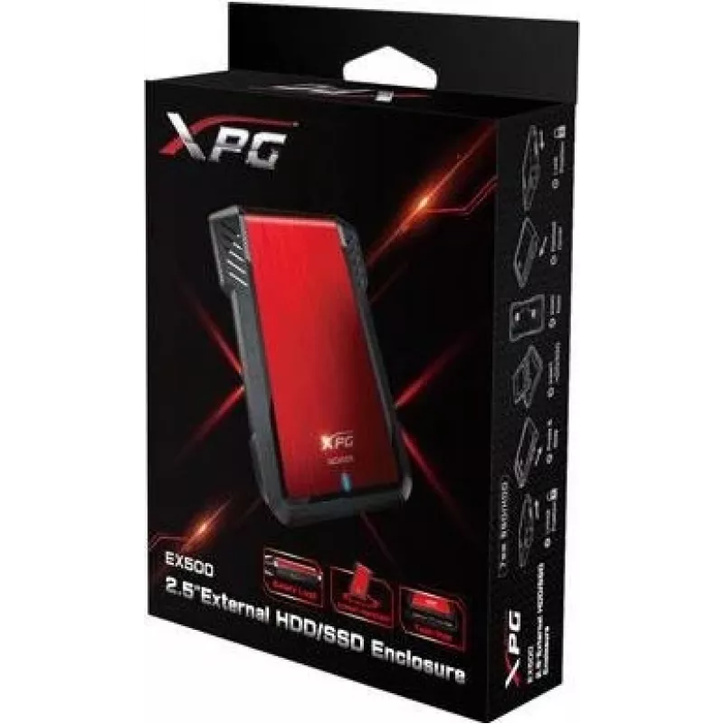 ADATA EX500 HDD/SSD-Gehäuse Schwarz, Rot 2,5 Zoll