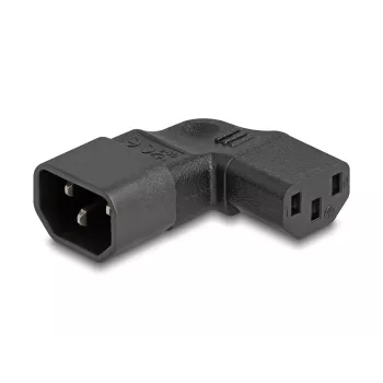 DeLOCK Netzadapter IEC 60320 C14 auf C13 Steckdose 10 A 90° links/rechts Schwarz