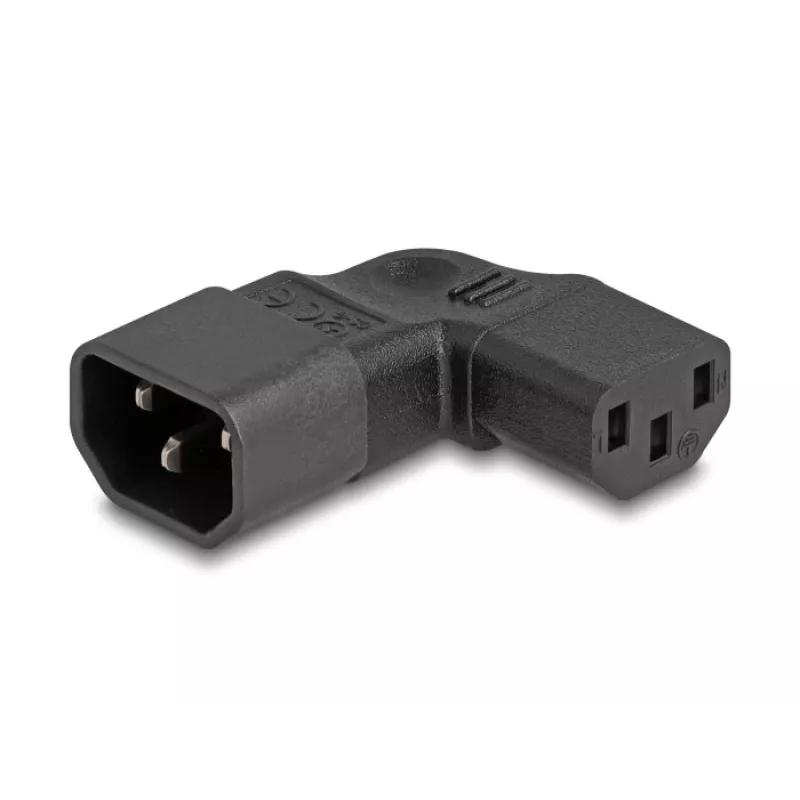 DeLOCK Netzadapter IEC 60320 C14 auf C13 Steckdose 10 A 90° links/rechts Schwarz