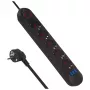Steckdosenleiste MACLEAN MCE395 B — 5 Steckdosen, 3×USB, 110–240V AC, 2,1A USB, 2500W, 1,5 m Kabel, schwarz
