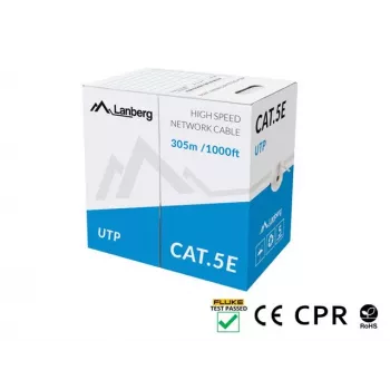 Netzwerkkabel Lanberg LCU5-11CU-0305-S U/UTP Cat5e 305 m Grau