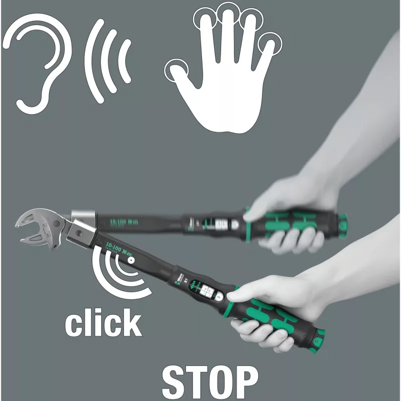 Drehmomentschlüssel Wera Click-Torque X 7 mit schwarz-grünem Griff, Vierkantantrieb-Einsatz 14x18 mm