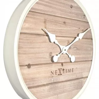 NeXtime klok 3134wi Plank, Ø50 cm, Wand, Weiß
