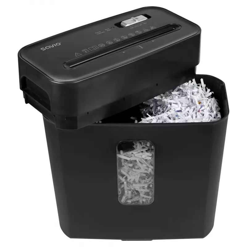 Aktenvernichter SAVIO ND-01, Kreuzschnitt 4 x 32 mm, 11 L Behälter, 230 W, schwarz, 72 dB