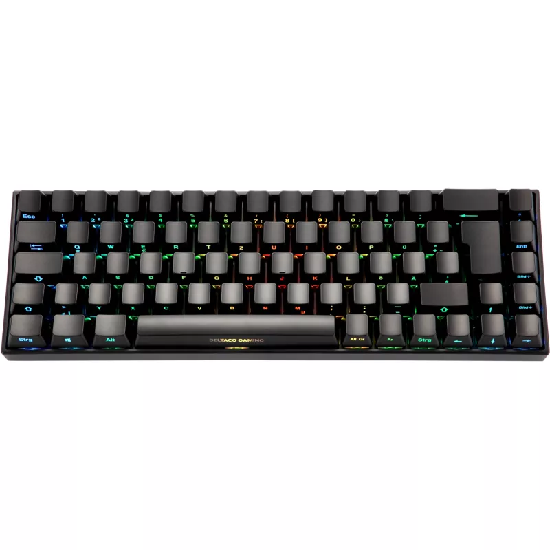 Deltaco GAM-100-DE - 65% - USB + Bluetooth - mechanischer Switch - QWERTZ - RGB-LED - Schwarz