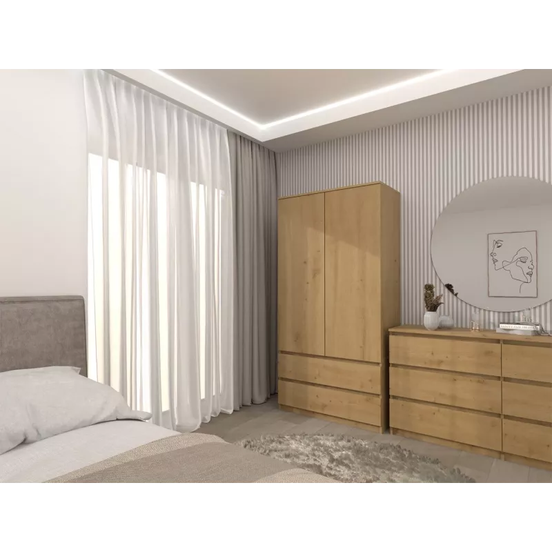 Topeshop SZAFA MALWA ART bedroom wardrobe/closet 5 shelves 2 Tür(s) Eiche