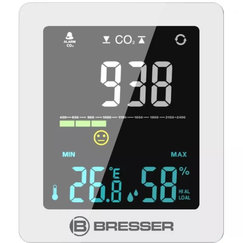 Luftqualitätsmessgerät Bresser Optics 7004020GYE000 CO2 Temperatur 0–50°C