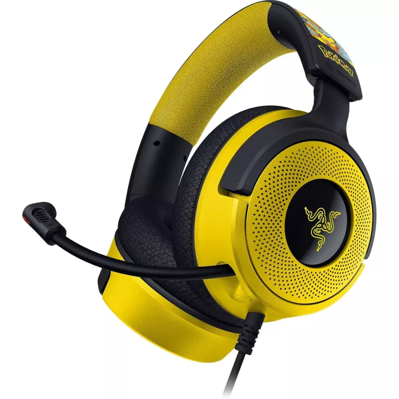 Headset Razer Kraken V4 X Pokemon — Kabelgebunden USB-C/USB-A, Supraaural, 20–20000 Hz, 1,8 m Kabel, 310 g, Schwarz/Gelb