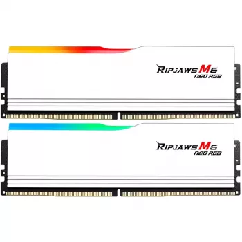 DIMM 64 GB DDR5-6000 (2x 32 GB) Dual-Kit, Speicher Weiß, F5-6000J2836G32GX2-RM5NRW, Ripjaws M5 Neo RGB, AMD EXPO