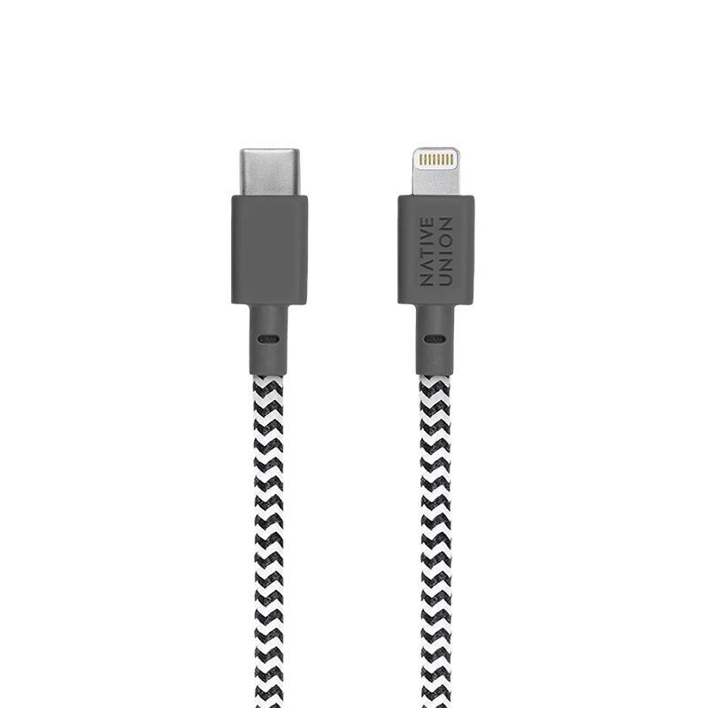 Lightning-Kabel native union NCABLE-KV-CL-ZEB 3 m Lightning auf USB-A Schwarz Weiß 140 g