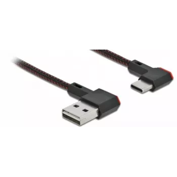 USB-Kabel DeLOCK EASY-USB 2.0 Typ-A-Stecker auf Typ-C-Stecker abgewinkelt 0,2 m schwarz