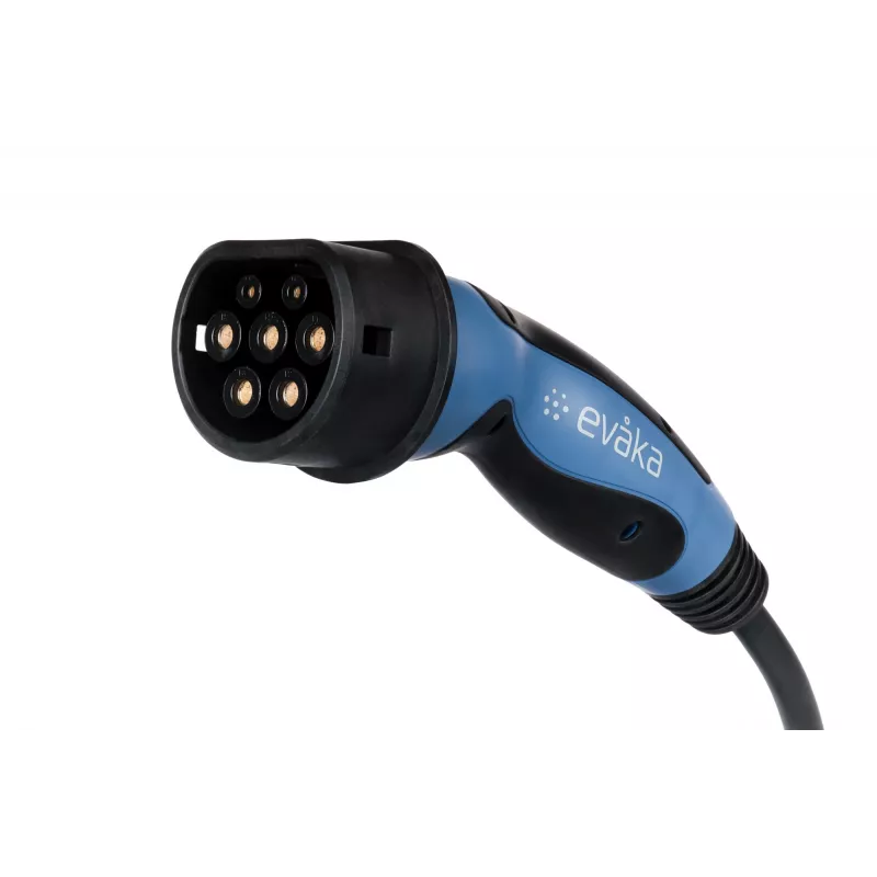 EVAKA EV-Ladekabel Typ 2–Typ 2, 22 kW, 32 A, 5 m, 5x6 mm² + 1x0,5 mm², schwarz