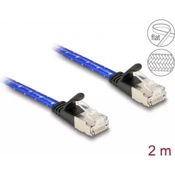 DeLOCK Netzwerkkabel RJ45 Flach Cat.6A 2m Blau