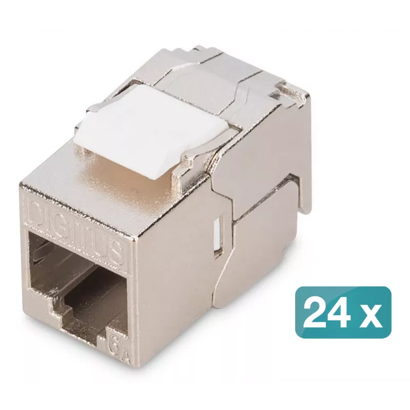 Digitus CAT 6A Kompakt-Keystone-Modul, geschirmt, werkzeuglose Montage, Anschluss, 24 Stück
