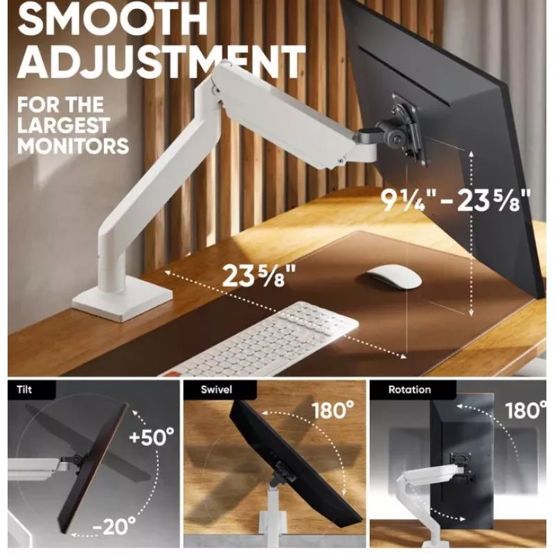 Monitorhalterung ONKRON G110-BG für 1 Display 15 kg, bis zu 106,7 cm (42 Zoll), VESA 75x75–100x100, Klemm-/Tüllenmontage, schwarz/grau