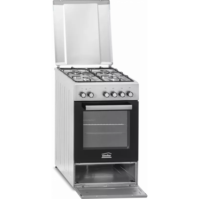 Gaskochfeld und Elektrobackofen SIMFER 5405SERGG, Edelstahl, 4 Zonen, 50 cm