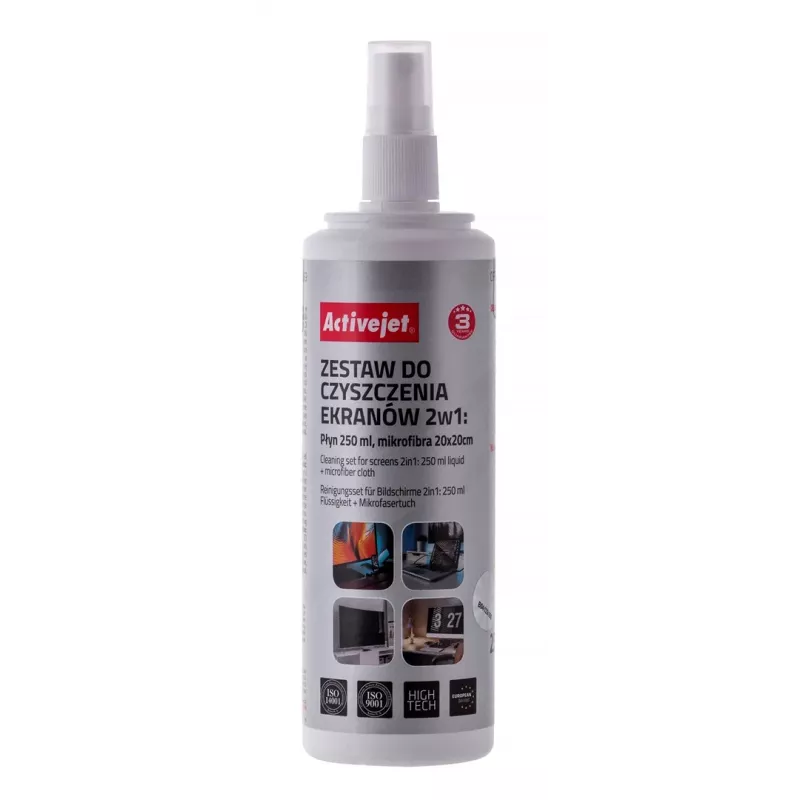 Equipment-Reinigungstücher & Flüssigkeit ActiveJet AOC-269, Mikrofasertuch 200x200 mm, 250 ml Spray, 2 Stück