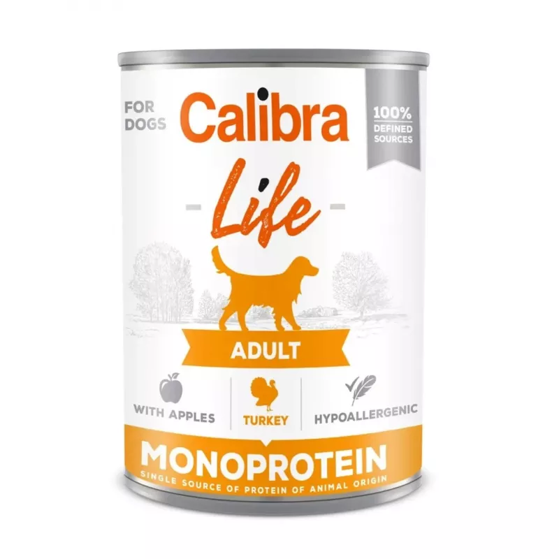 Calibra Dog Life Adult Nassfutter für Hunde, Pute mit Äpfeln, 400 g