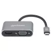 Manhattan USB-C Dock/Hub, Anschlüsse (x4): HDMI, USB-A, USB-C und VGA, mit Power Delivery (PD) 87W – externes USB-C-Ladegerät erforderlich (nicht im Lieferumfang). USB-betrieben (kein externes Netzteil erforderlich), wenn PD nicht verwendet wird, Aluminium
