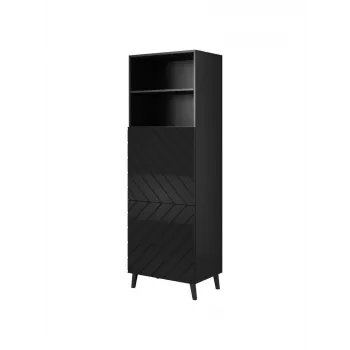 Aufbewahrungsschrank cama meble ABETO 60×40×176,5 cm Hochglanz schwarz, stehend an der Wand