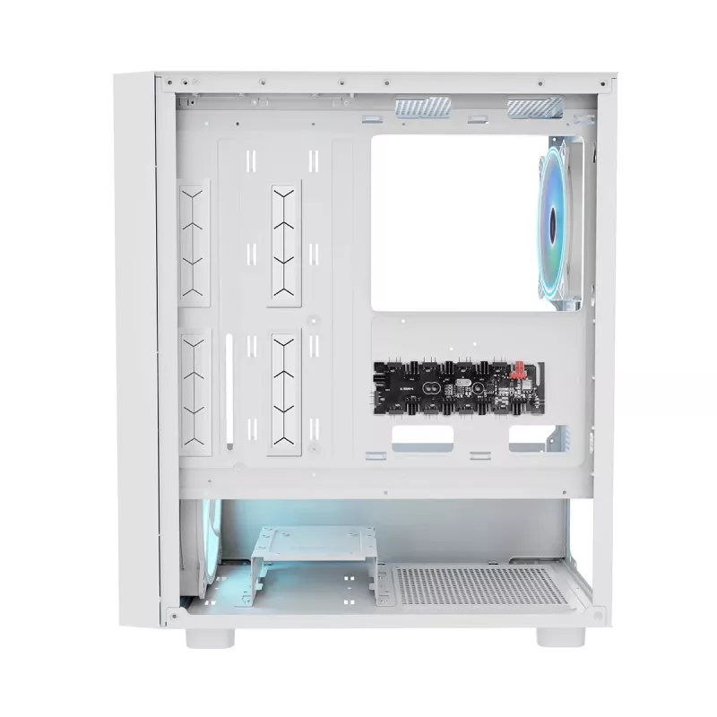 PC-Gehäuse MODECOM BREEZE ARGB Flow MIDI Schwarz — ATX, 3x140mm Front + 1x140mm Rückseite, gehärtetes Glas, USB-C