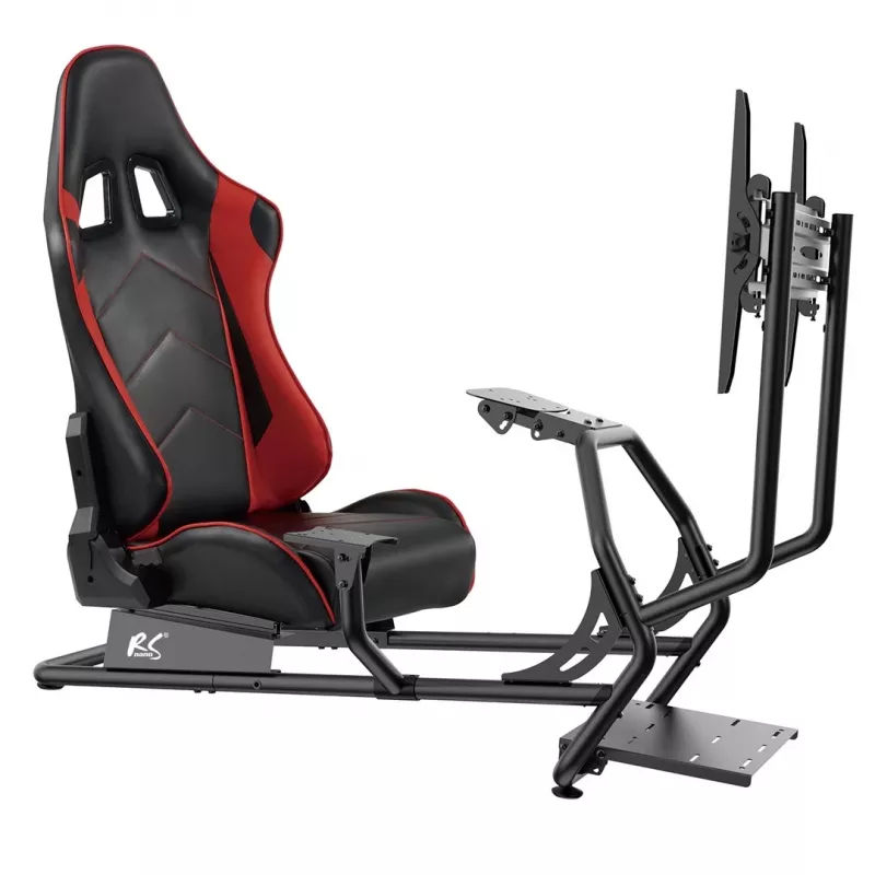 NanoRS RS160 Gaming-Stuhl, Rennsimulator-Ständer 3-in-1, für PC, Konsolen, Spieler, Kunstlederbezug, Lenkradständer, TV-Halterung bis 50 inch, max. VESA 400x400