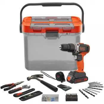 Akku-Schlagbohrschrauber BCKSB02, 18 Volt (orange/schwarz, Lithium-Ionen-Akku 1,5 Ah, Aufbewahrungsbox, 62-teiliges Zubehör-Set)