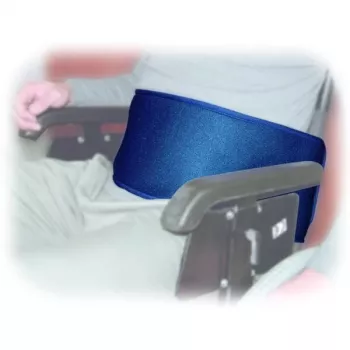 Rollstuhl-Stabilisierungsgurt Aston Secuback 681020 — abdominale Befestigung, Textil, verstellbar 150 cm, Breite 20 cm, blau