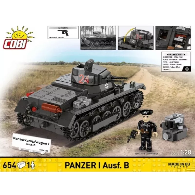 Bausatz Cobi Panzer I Ausf. B – 654 Teile, detailliertes Modellbausatz