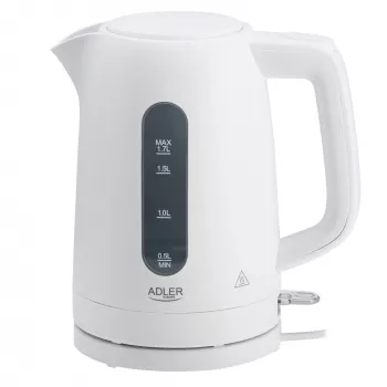 Elektrischer Wasserkocher Adler AD 1379w — 1,7 L, bis zu 2200 W, weiß, 360°-Sockel, Polypropylen