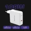 Qoltec GaN Charger FAST 108W | 5-20V | 3-4.7A | USB C | Weiß