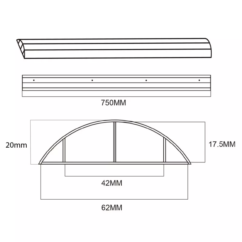 Aluminium-Kabelabdeckleiste MACLEAN MC-814 S, silber – Aufputz-Kabelkanal