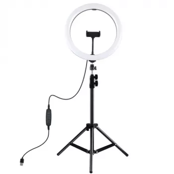 LED-Ringleuchte 30 cm mit Stativ bis 1,1 m und Handyhalter, USB
