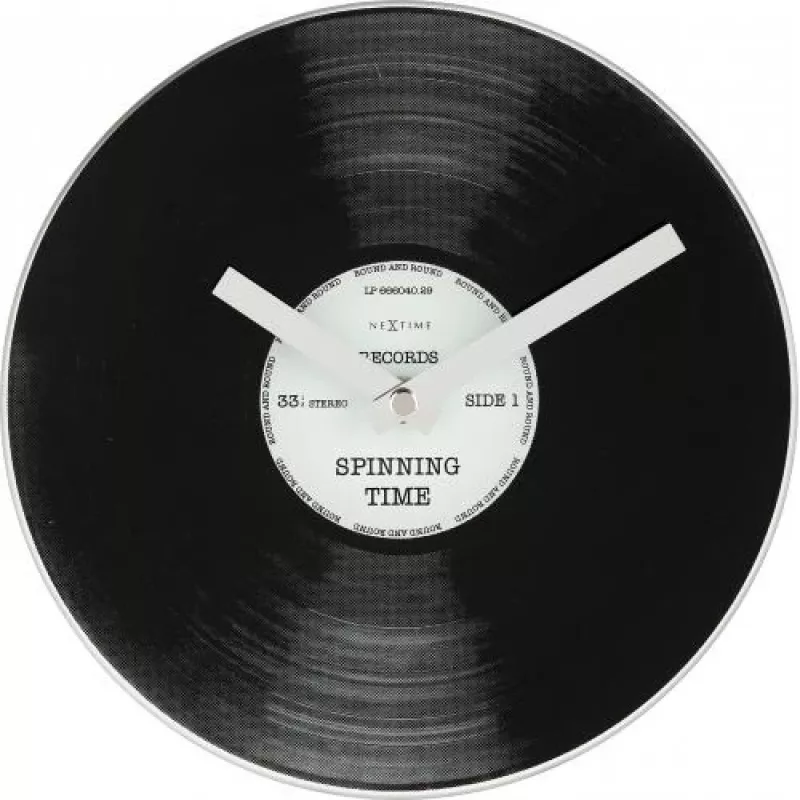 NeXtime klok 5163 Little Spinning Time, Ø20 cm, Wand, Schwarz