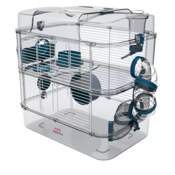 Käfig ZOLUX Rody3 DUO Blau — zweistöckiger Nagetierkäfig, Kunststoff und Metall, 410×270×405 mm, 3 kg