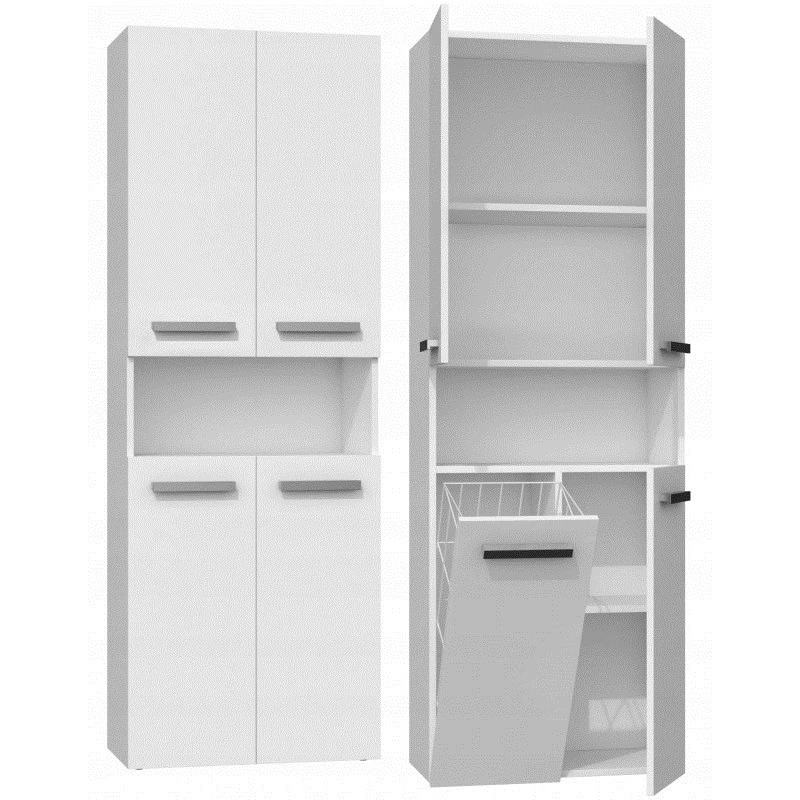 Badezimmerschrank Topeshop NEL 1K DK BIEL Weiß 5 Regalböden