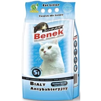 Klumpstreu Super Benek Certech Super Benek White Antibakteriell 5 L — Bentonitgranulat, schnell absorbierend, Geruchsbeseitigung