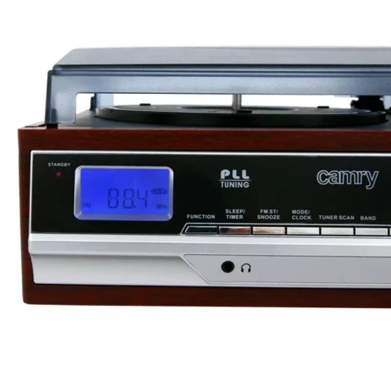 Audio-Plattenspieler Camry CR 1168 — Schwarz mit Holzfinish, 33/45 U/min, integrierte Lautsprecher, Cinch-Ausgang