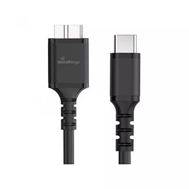 USB-Kabel MediaRange MRCS257 0,5 m — Micro-USB B auf USB-C, USB 3.2 Gen 1 (5 Gbit/s), schwarz