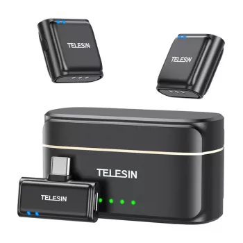 Kabelloses Lavalier-Ansteckmikrofon und USB-C-Powerbank-Kit Telesin P5-MCP-01 für Telefone