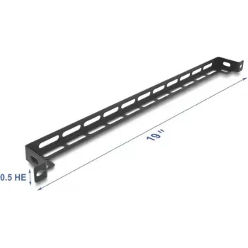 Montageset DELOCK 67461 Schwarz Metall — Rack-L-Form-Panel, 19 Zoll 0,5HE, 50 mm mit Kabelbinderbefestigung