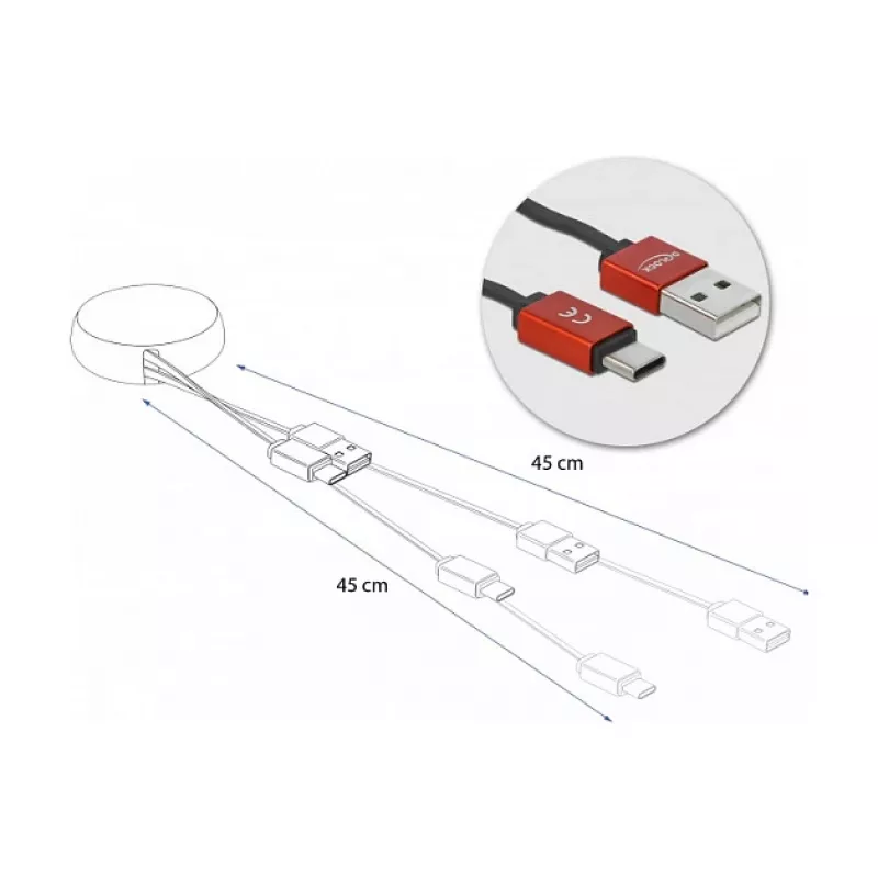 Einziehbares Kabel DeLOCK USB 2.0 Typ-A auf USB-C™ 85819