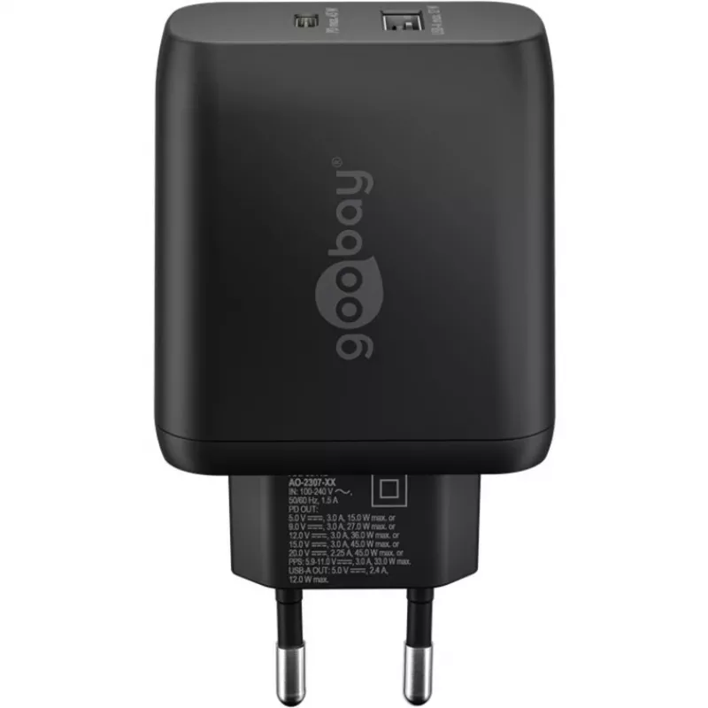 Goobay 65411 Ladegerät für Mobilgeräte Kopfhörer - Smartphone - Tablet Schwarz AC Schnellladung Innenbereich (65411)