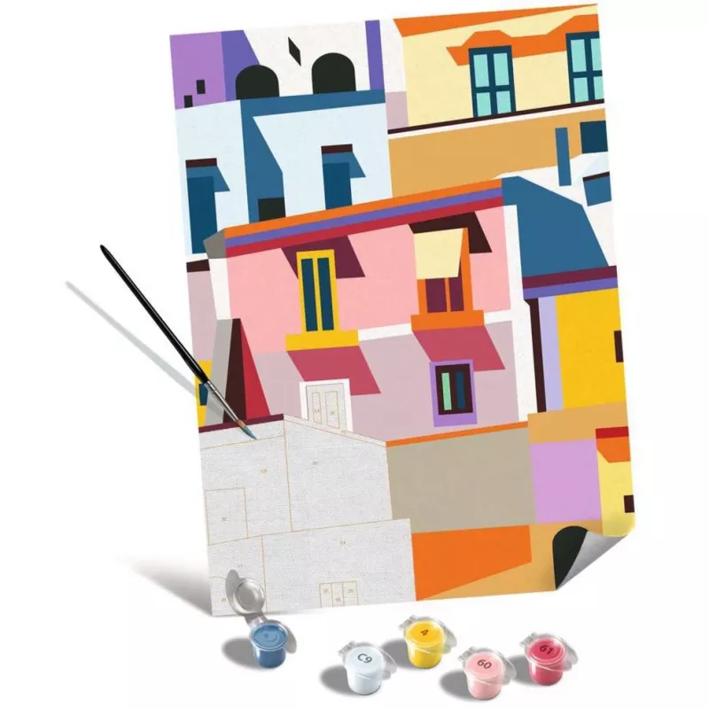Leinwand-Malset Ravensburger CreArt Canvas Edition: Farbenfrohe Häuser, Modell 25527