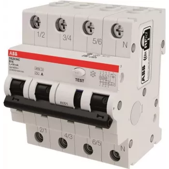 ABB RCBO Schalter DS203NCA-B16/0,03 DS203NCA-B16/0,03 6kA, 3P+N, Typ A, B 1 (2CSR256140R1165)
