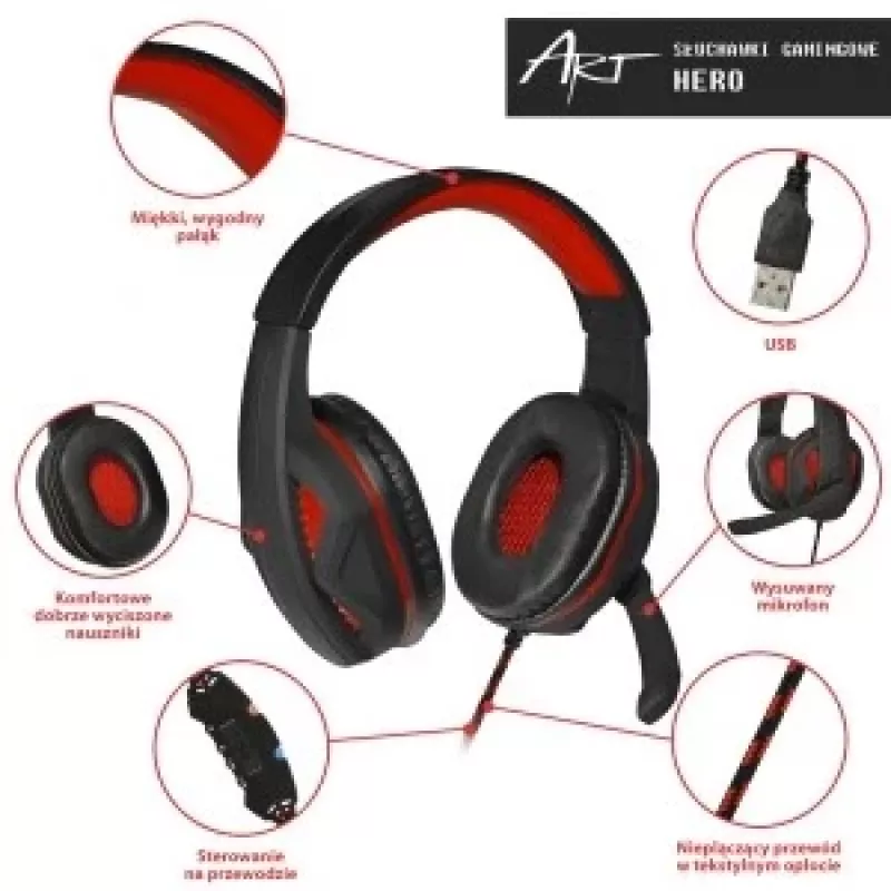 Gaming-Headset mit Mikrofon Art Hero USB